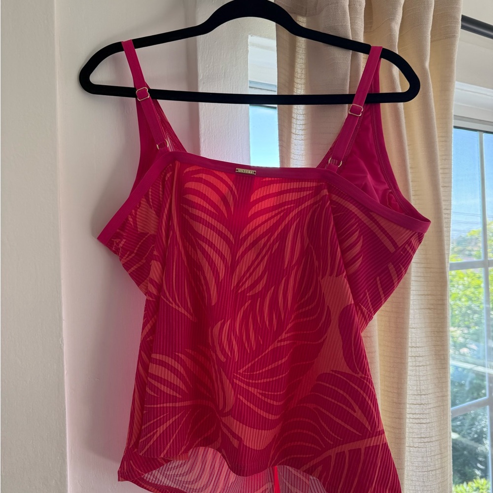 Women's Pink Tropical Print Tankini Swim Top - Picture 5 of 5